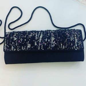 Black and Silver Sequin Party Clutch/Evening Bag